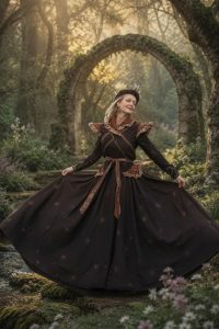 Fantasy Taft zijde jurk mega wijd -