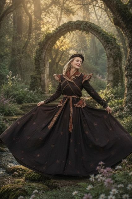 Fantasy Taft zijde jurk mega wijd -